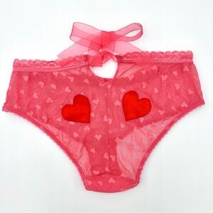 True Vintage Victoria's Secret Y2K Coquette Heart Mesh Panties Feminine Bow Lace